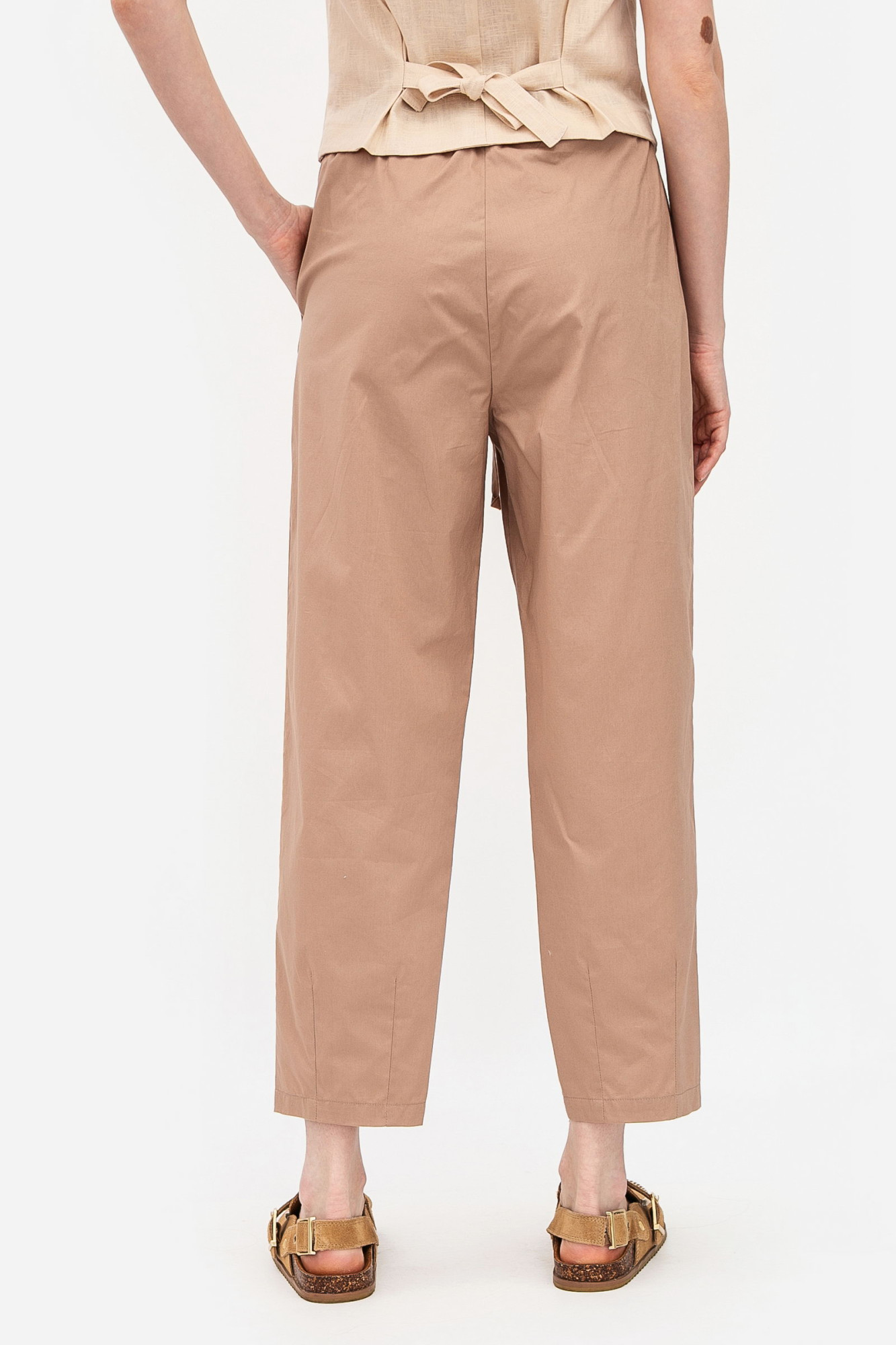 Котонові брюки  кольору капучино вільного крою Цветі 04
