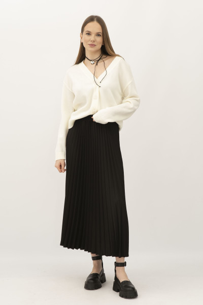 Чорна спідниця гофре довжини міді Теріл 01