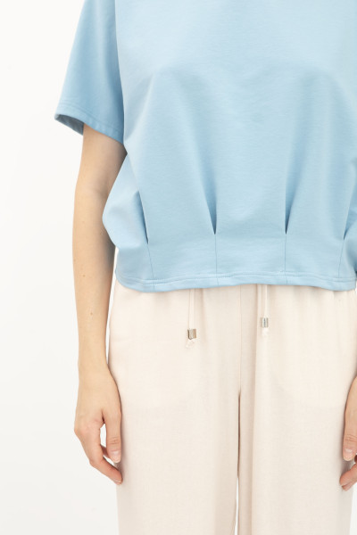 Блакитна трикотажна блуза вільного силуету Фіанет 02 Блакитна трикотажна блуза вільного силуету Фіанет 02