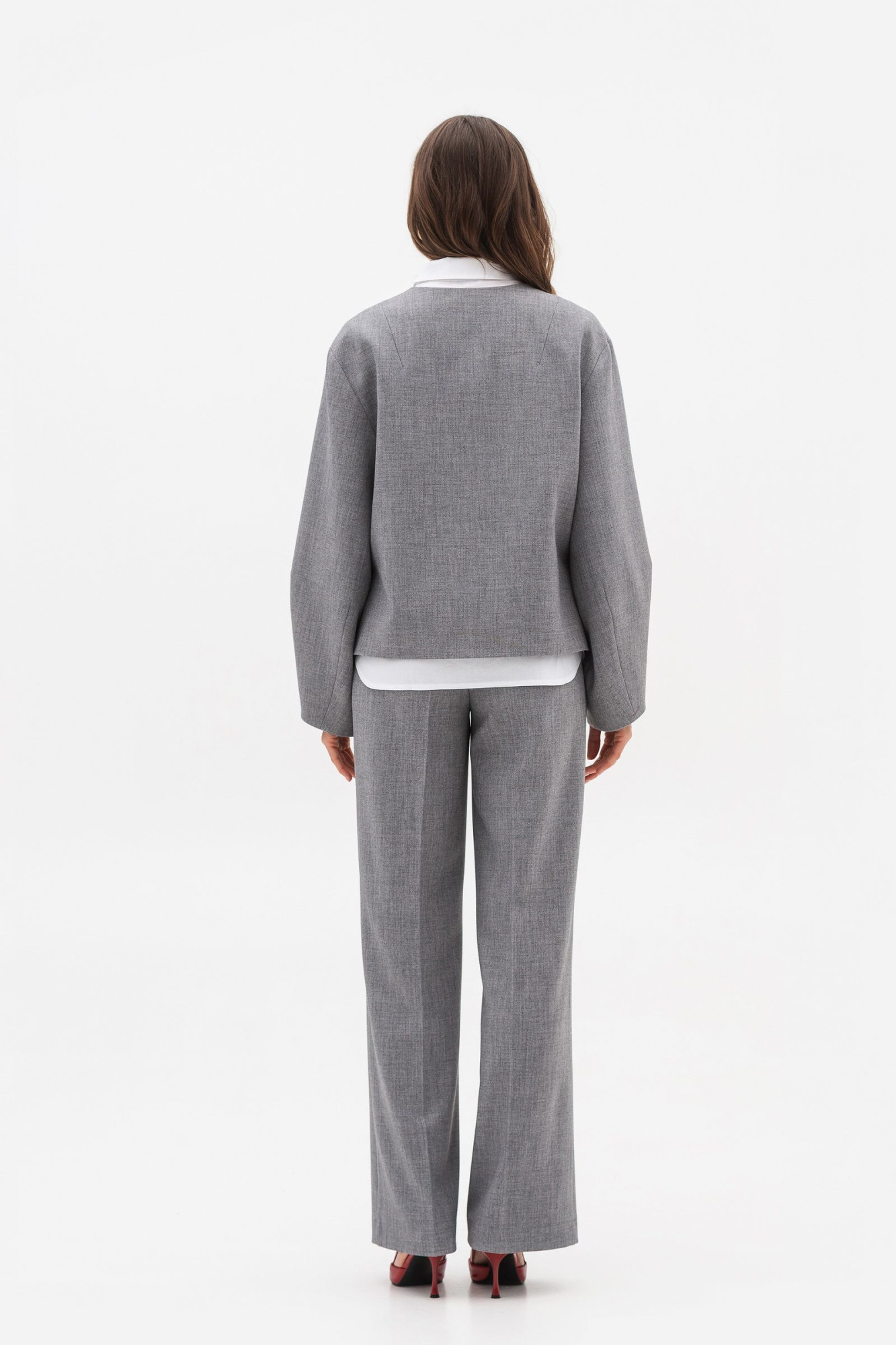 Жакет з об'ємними рукавами сірого кольору Таріна