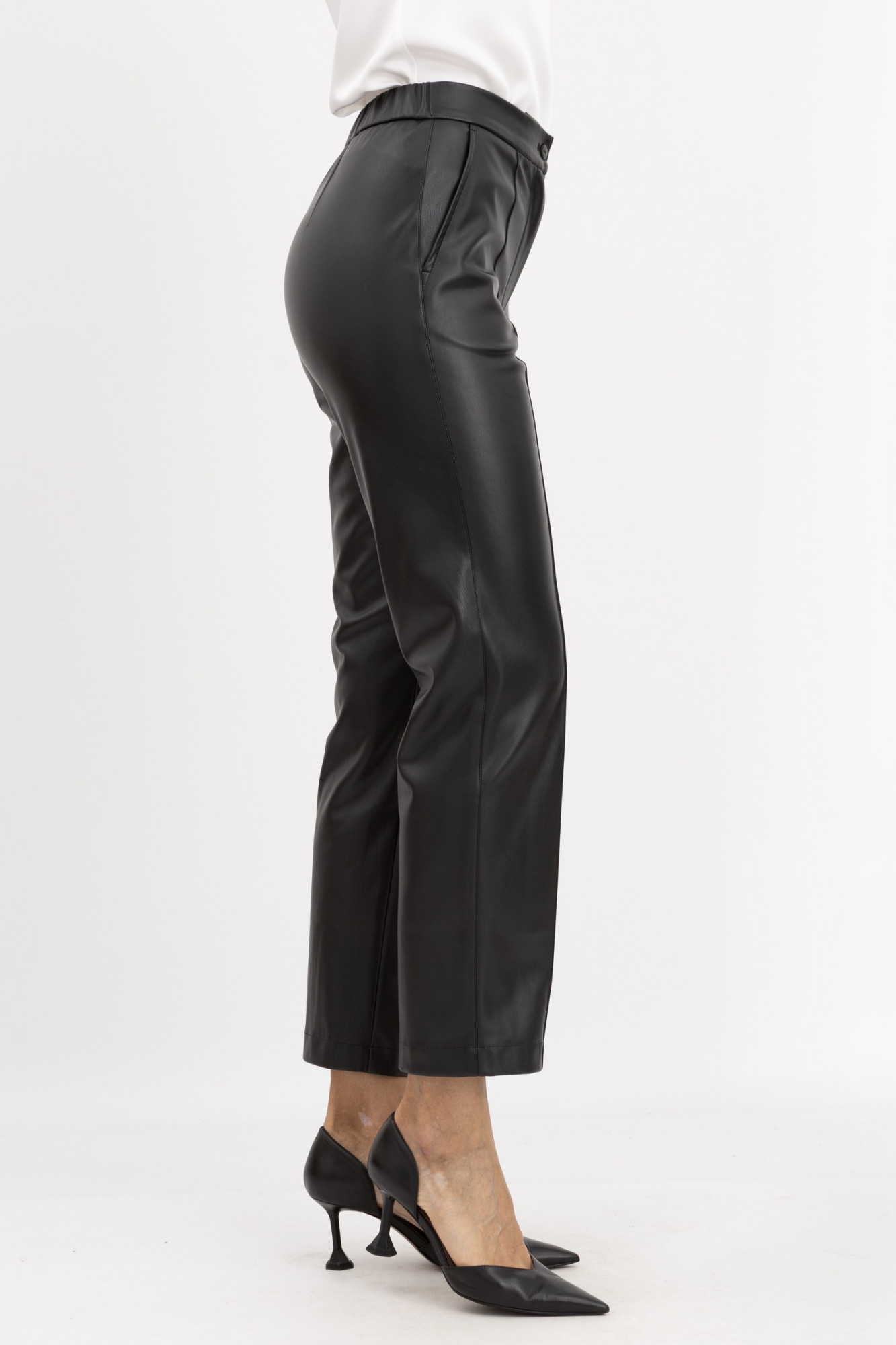 Брюки з екошкіри чорні Салена 01