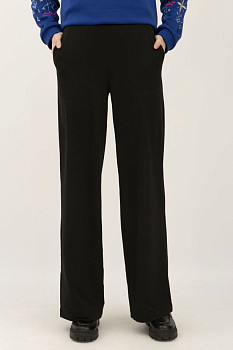 Трикотажні штани вільного силуету чорні Агна 01