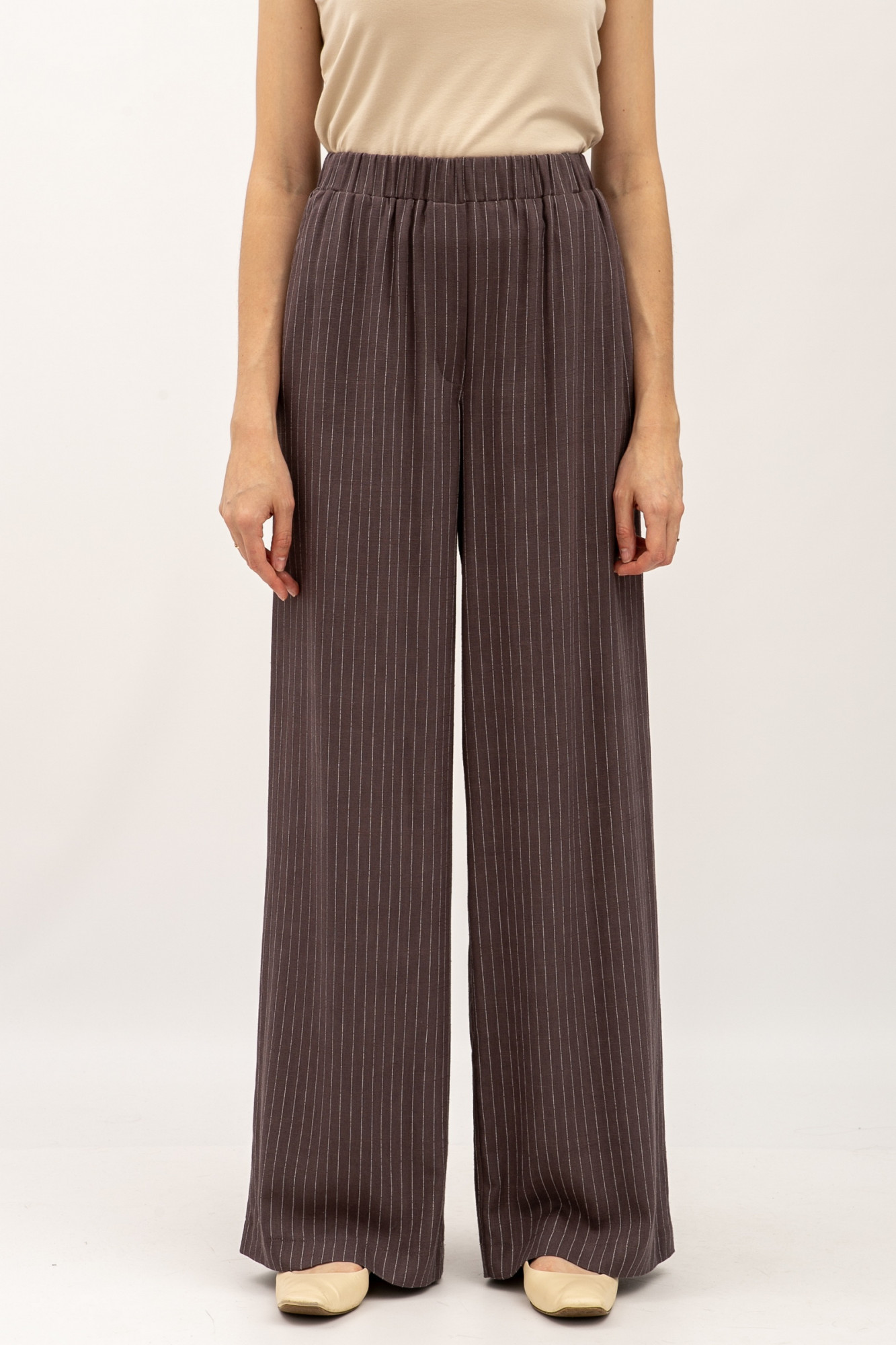 Брюки силуету палаццо коричневого кольору Ліліна