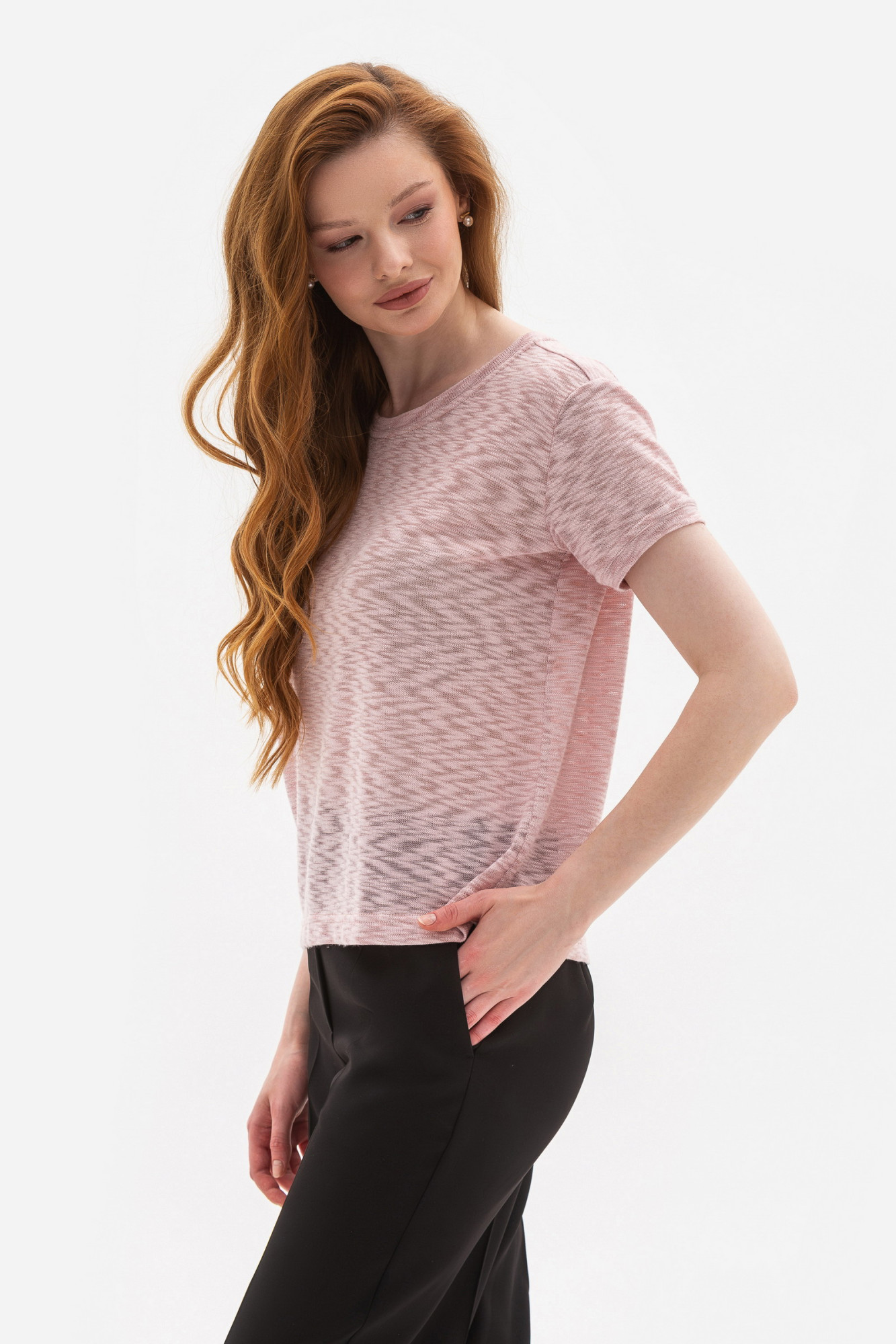 Футболка з трикотажу вільного силуету рожевого кольору Майлен 2