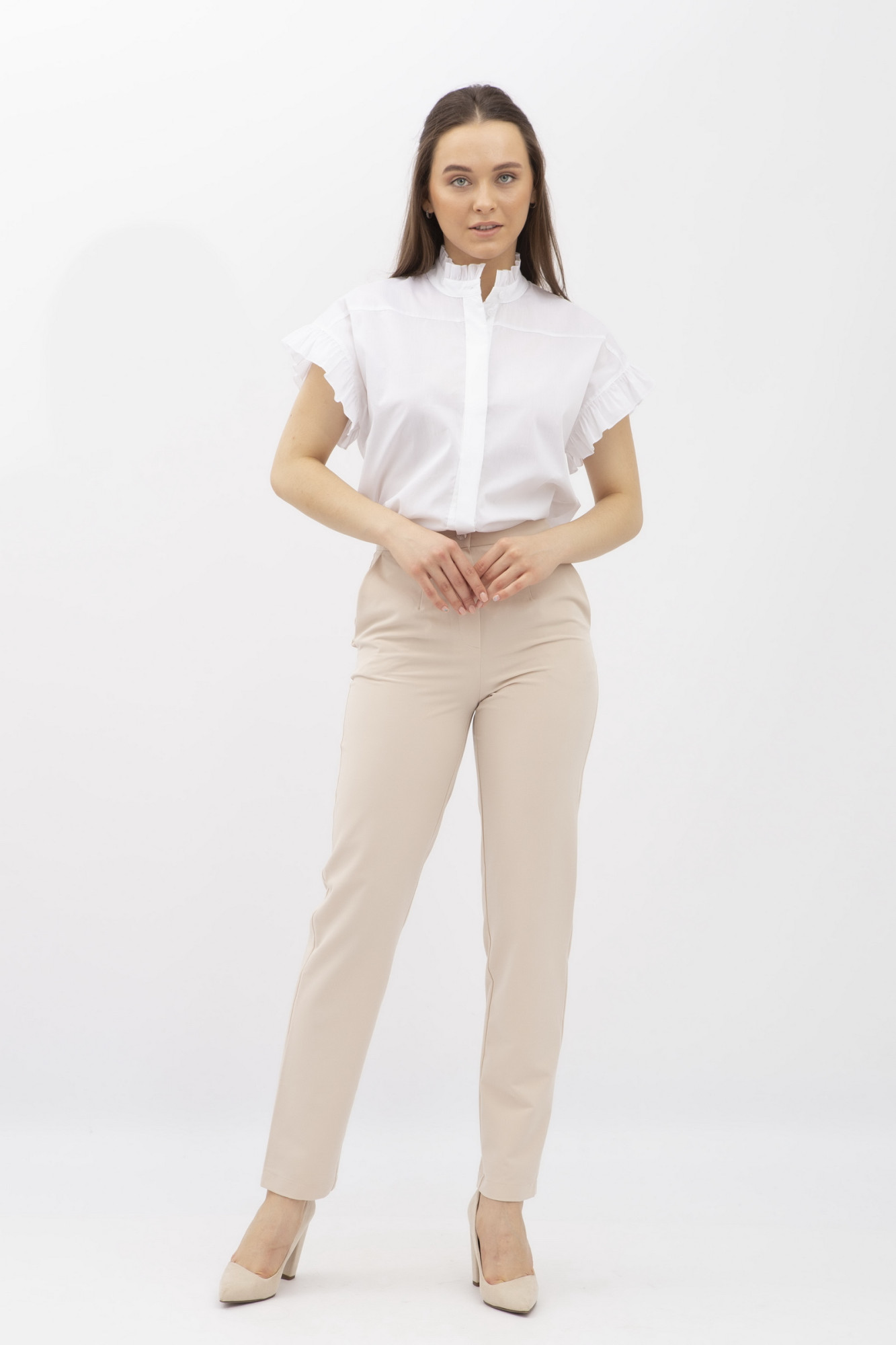 Брюки жіночі бежевого кольору звужені до низу Аміка 22