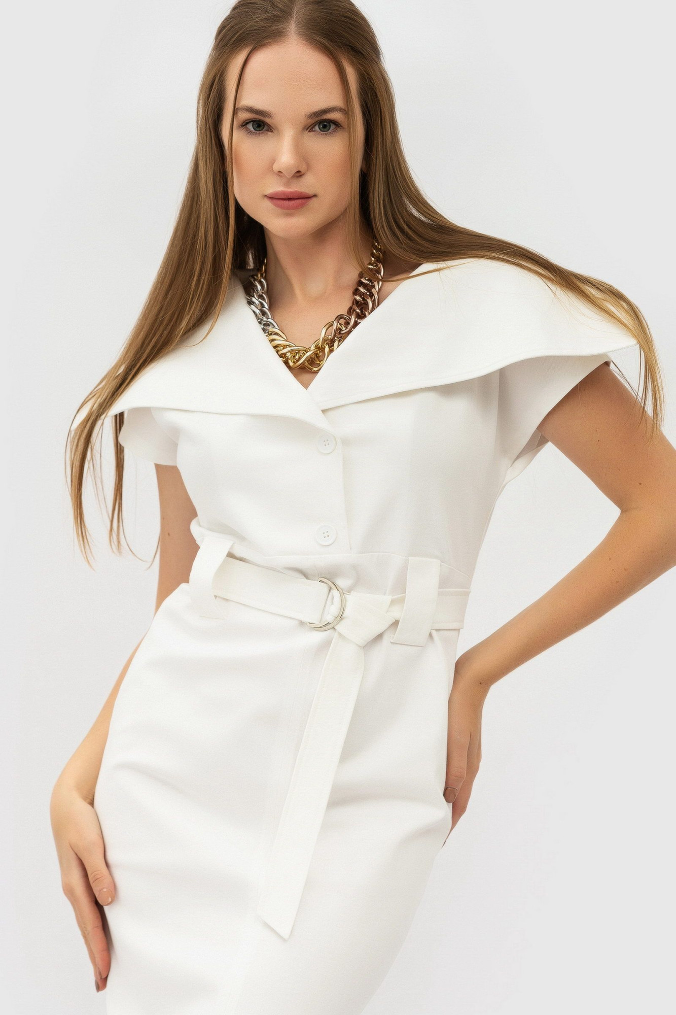 Бавовняна мінісукня молочна з коротким рукавом Робері