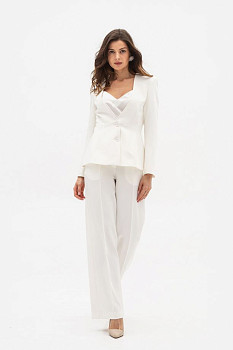 Білі брюки палаццо з костюмної тканини Мелада
