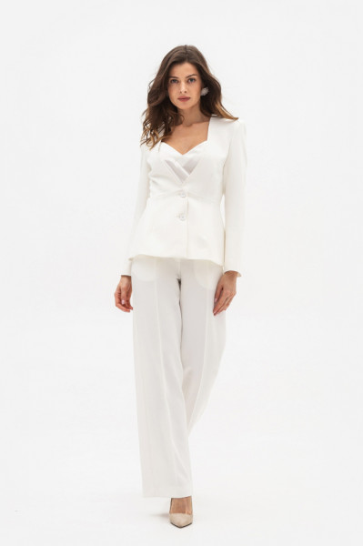Білі брюки палаццо з костюмної тканини Мелада