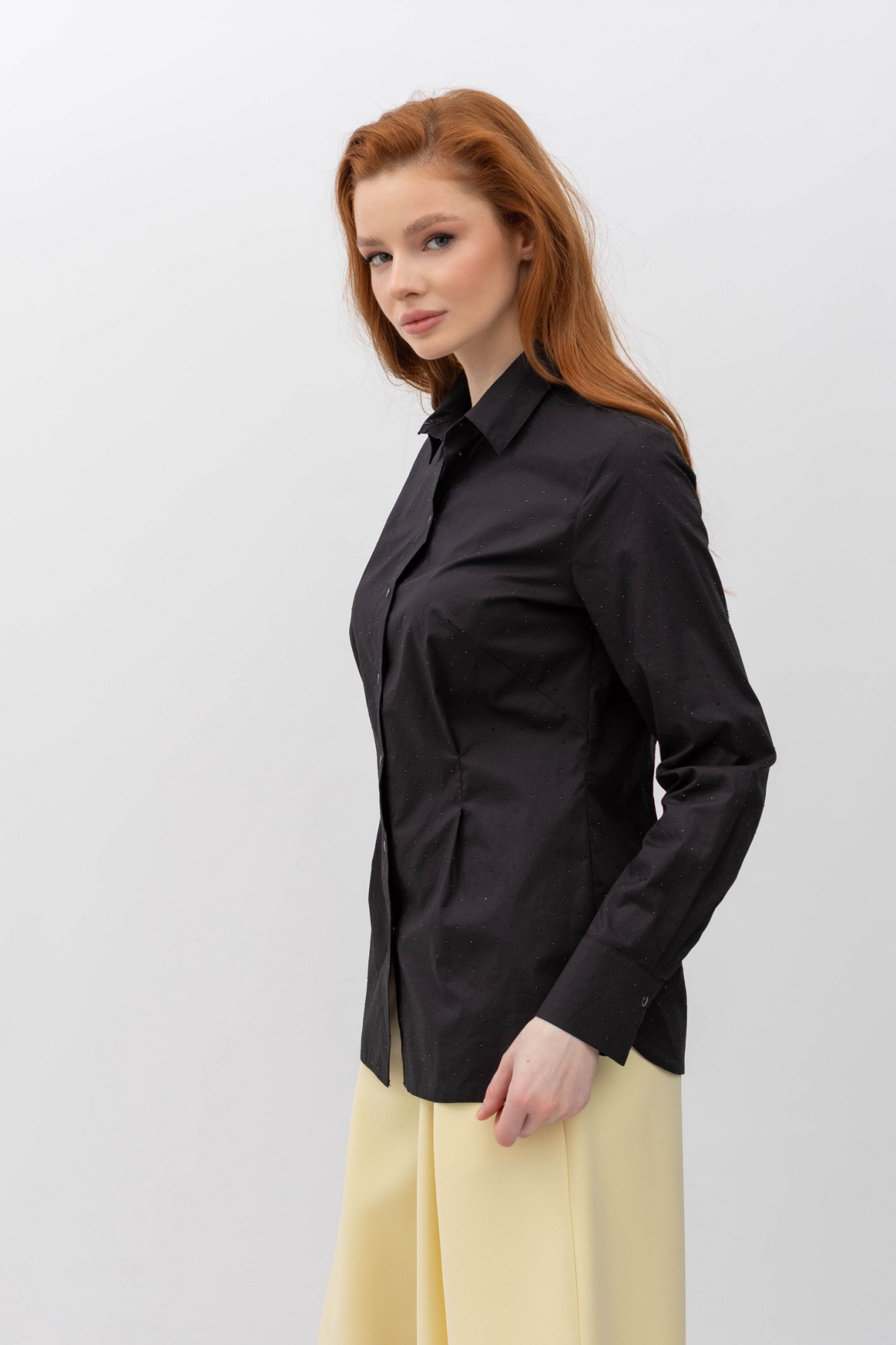 Класична котонова блуза чорного кольору Тенат 11