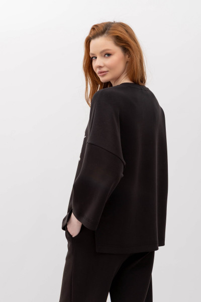 Світшот вільного крою чорного  кольору Солюс 02