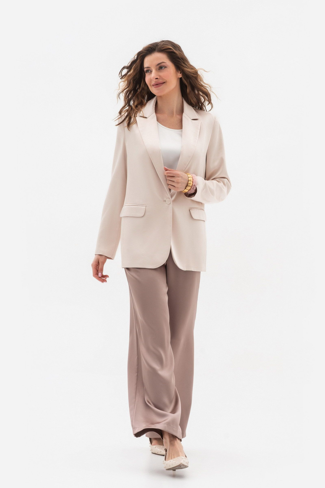 Однобортний жакет oversize бежевого кольору Ясена 02