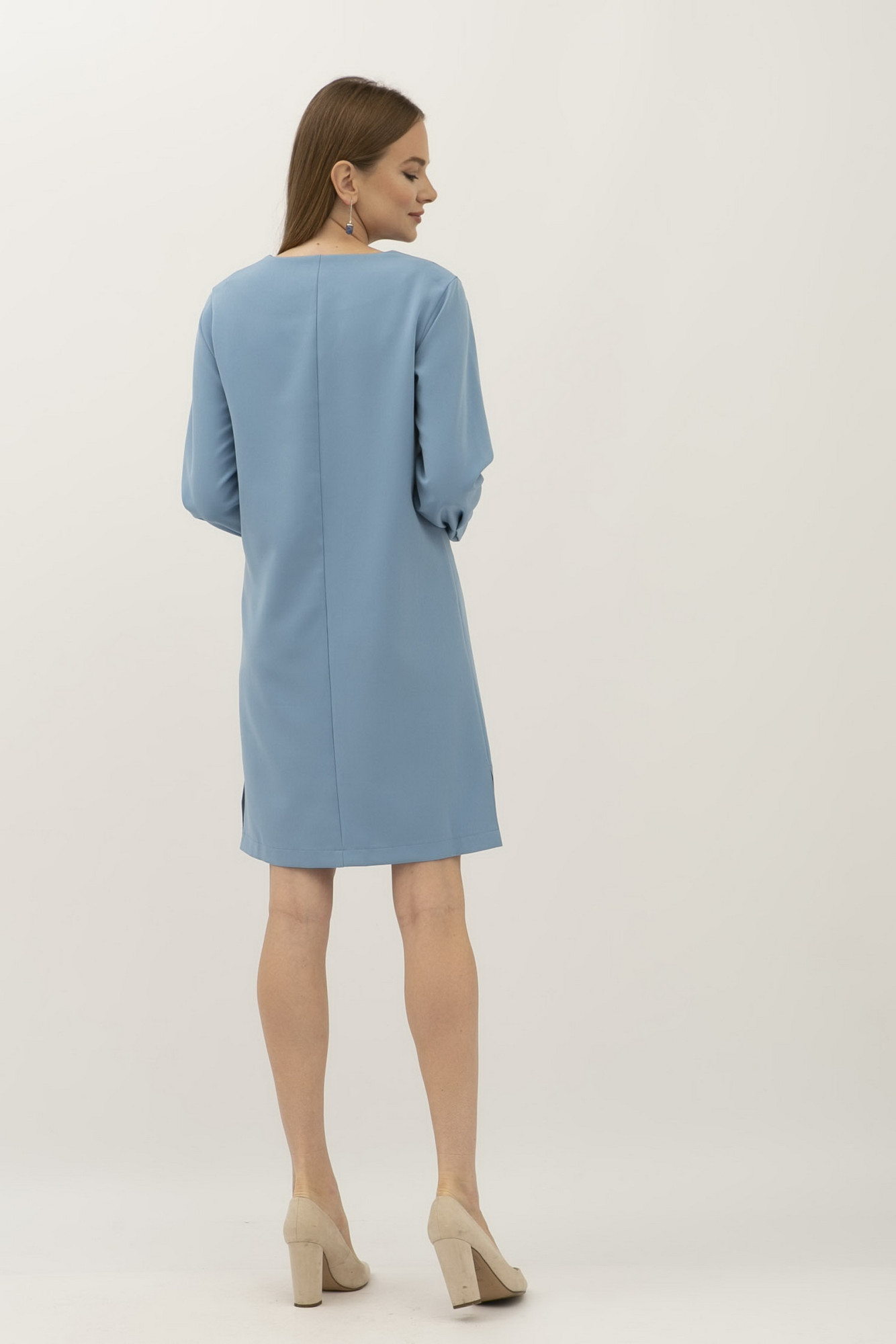 Жіноча блакитна сукня з декоративною складкою спереду Веста 202