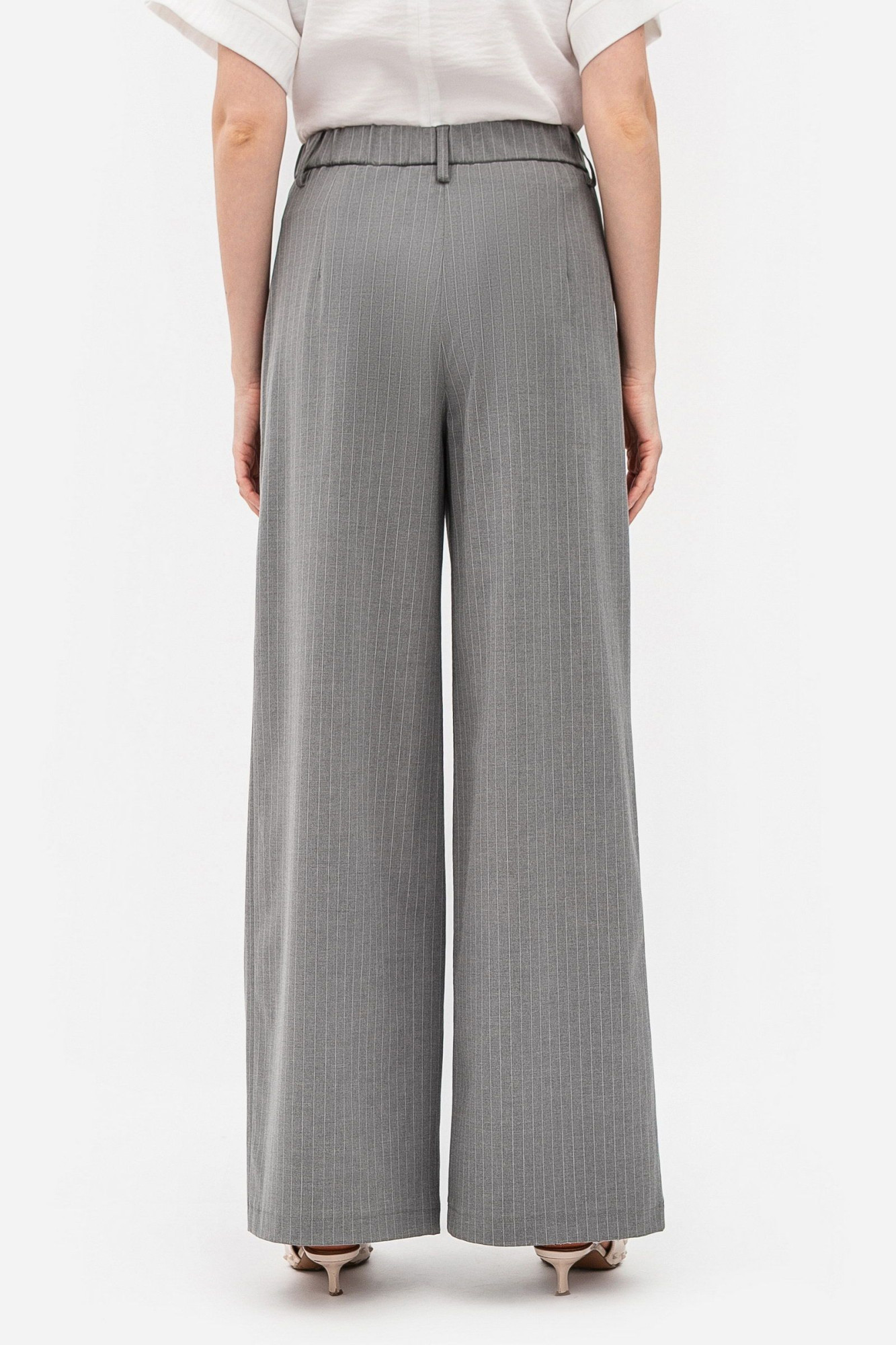 Брюки палаццо з високою посадкою сірого кольору Октара 01