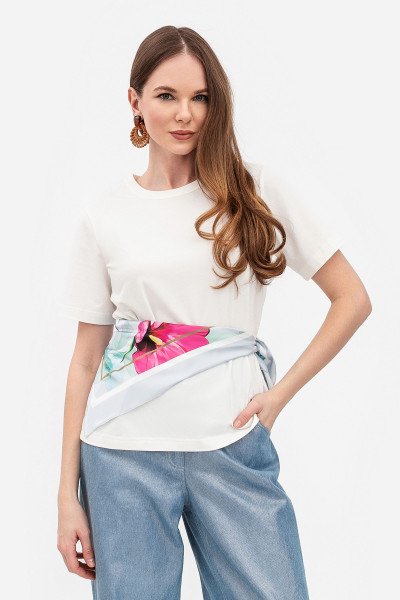 Шовкова з авторським принтом птахів колібрі 202402 Хустка