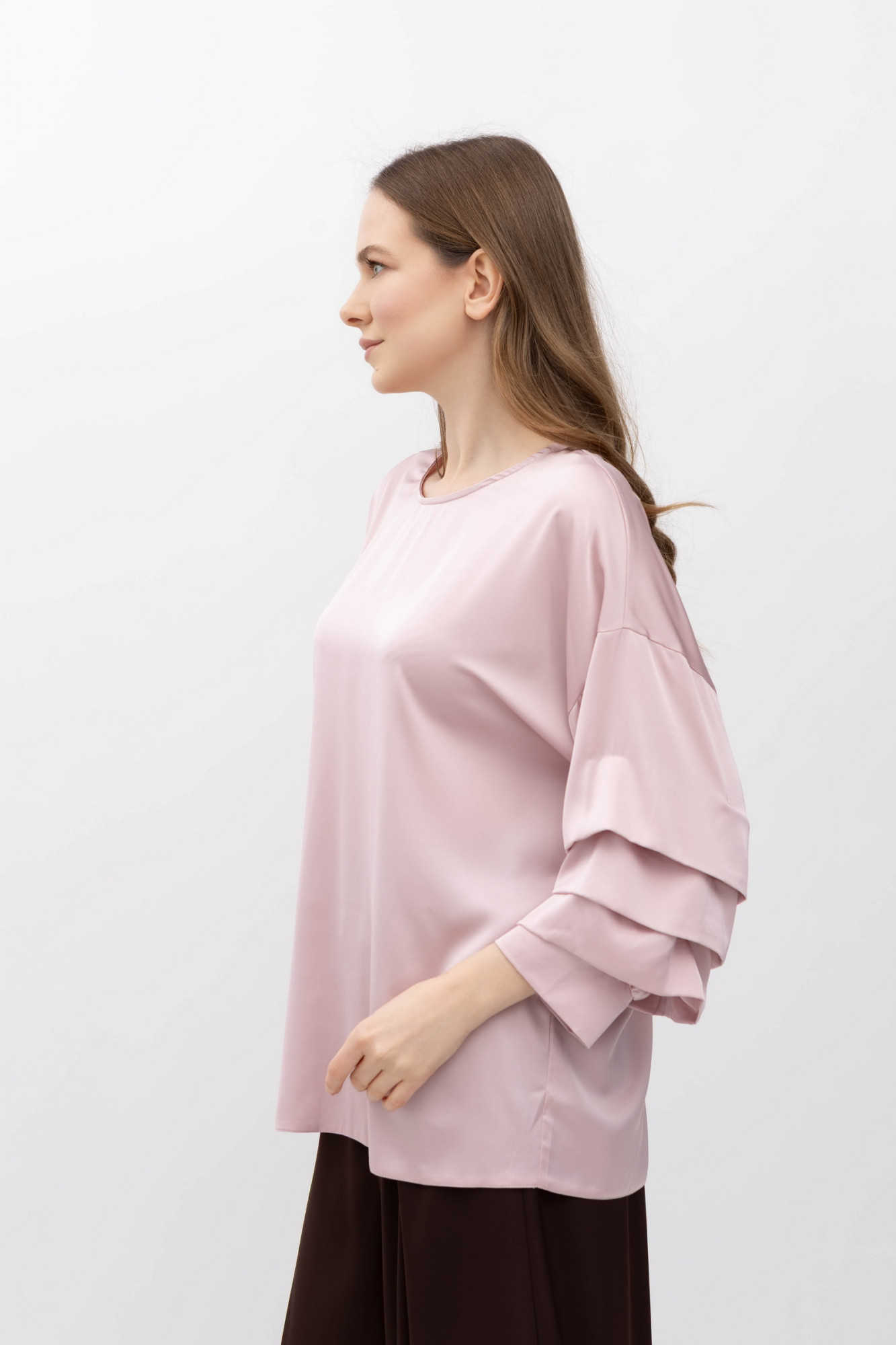 Шовкова блуза рожевого кольору Міджи 207