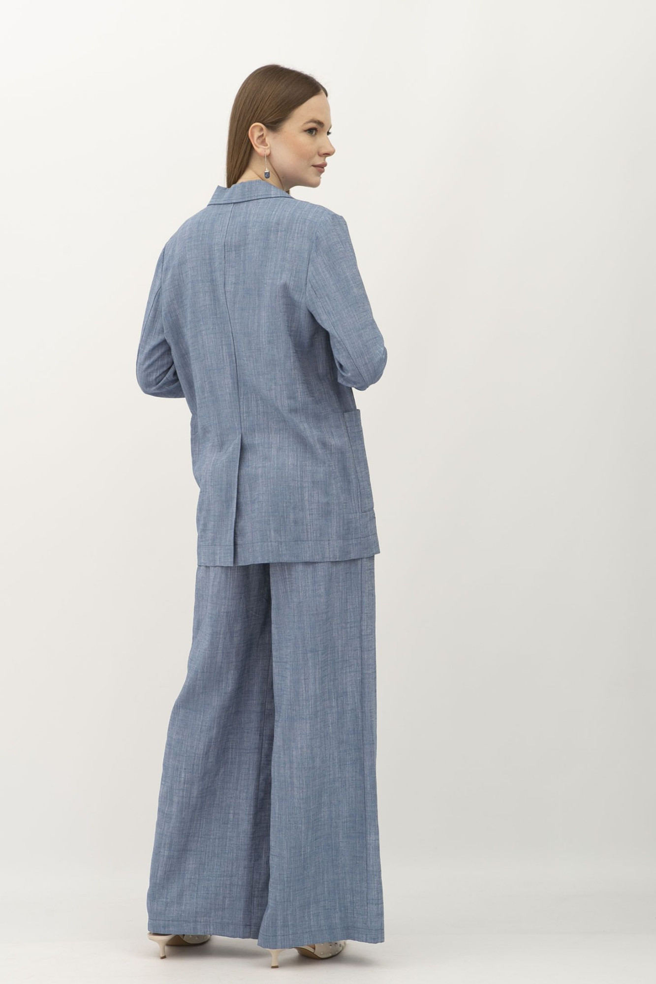 Лляний однобортний жакет синій Меларі 1