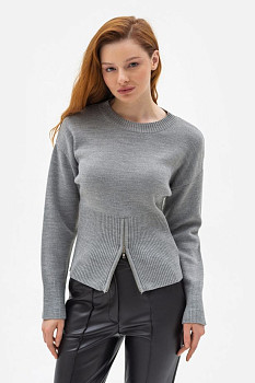 Джемпер з декоративною блискавкою сірого кольору 25207602