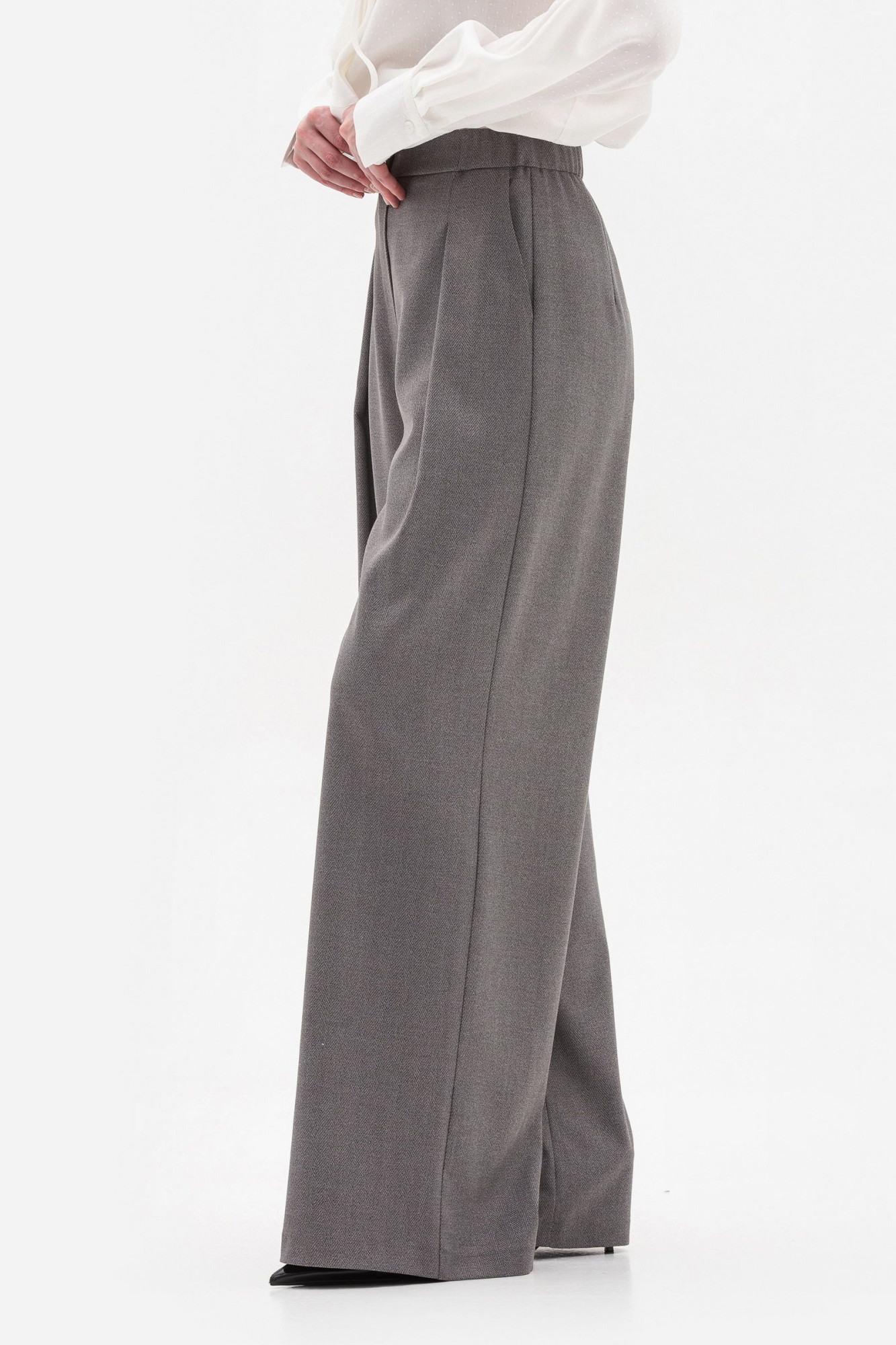 Брюки-палаццо з костюмної тканини сірого  кольору Нейра