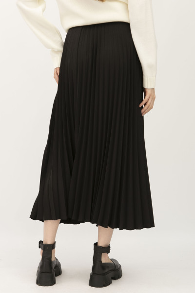 Чорна спідниця гофре довжини міді Теріл 01