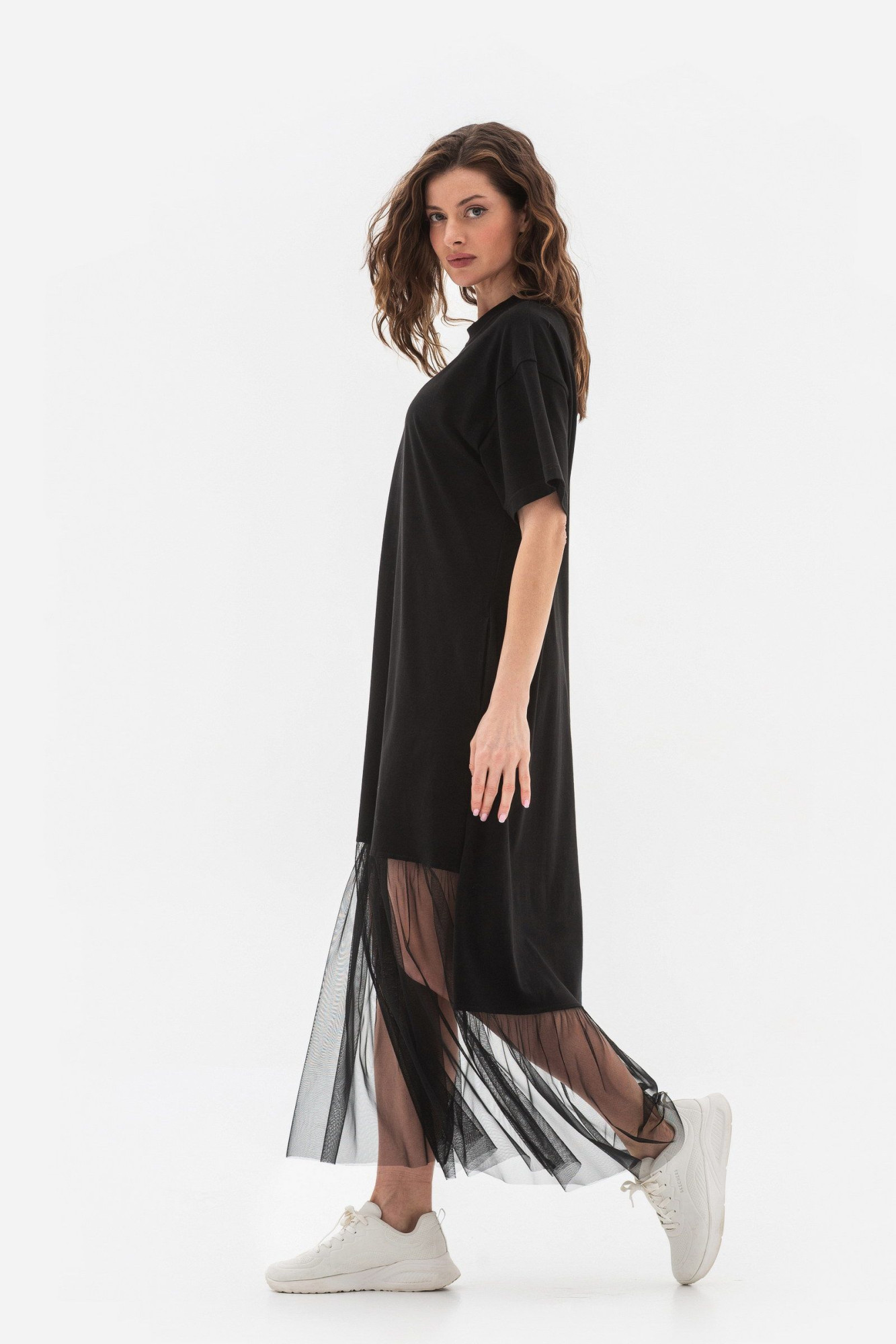 Трикотажна сукня вільного силуету чорного кольору Селера