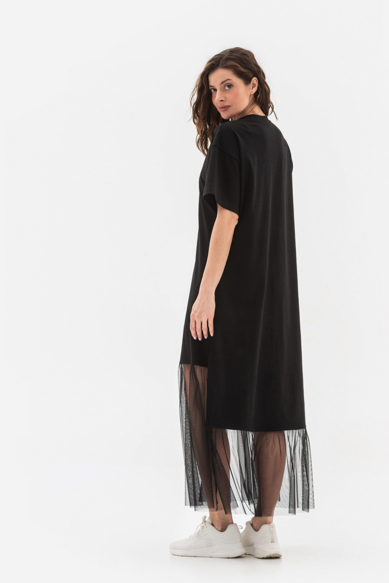 Трикотажна сукня вільного силуету чорного кольору Селера