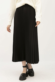 Чорна спідниця гофре довжини міді Теріл 01