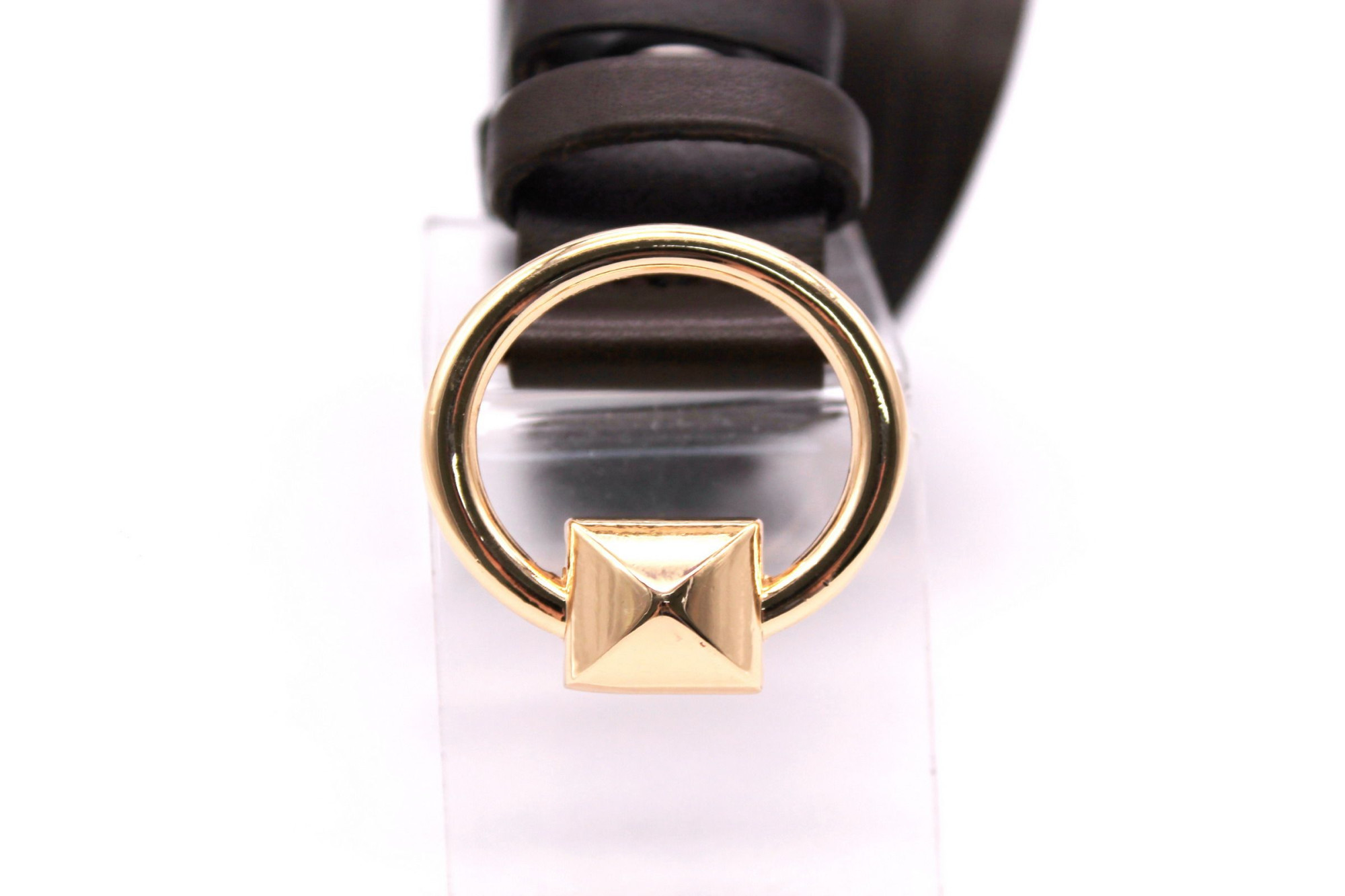 Ремінь жіночий з натуральної цільної шкіри шоколадного кольору 525/122