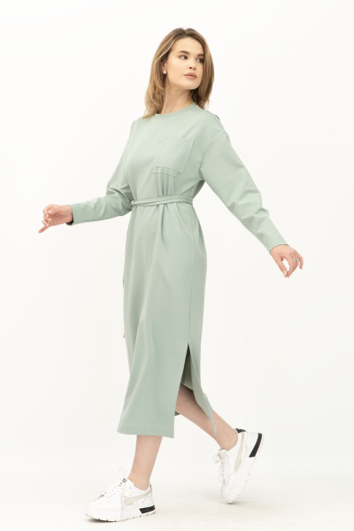 Трикотажна оверсайз сукня зеленого  кольору довжиною за коліно Міото 13