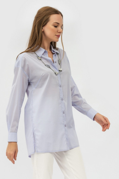 Сорочка з попліну прямого силуету бузкового кольору Вернер