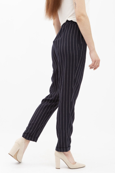 Жіночі штани з льону сині завужені Данді 01