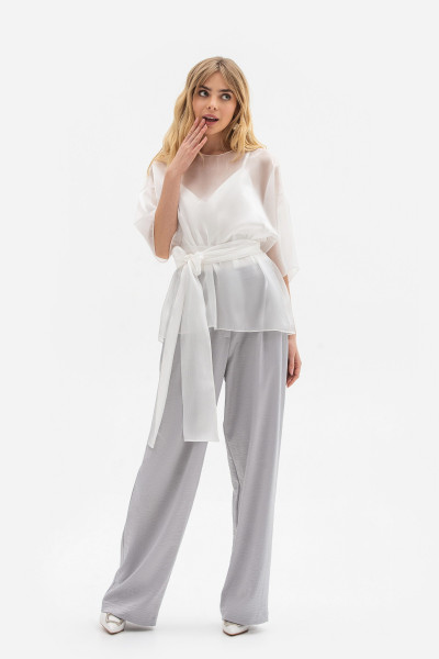 Прозора туніка вільного силуету білого кольору Чирін 01