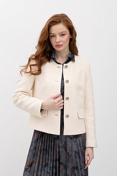 Жакет прямого силуету молочного кольору Сателі 02