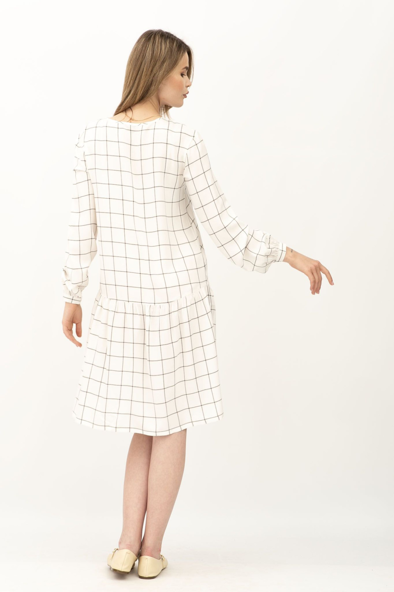 Біла сукня у клітинку з бавовни Ровада