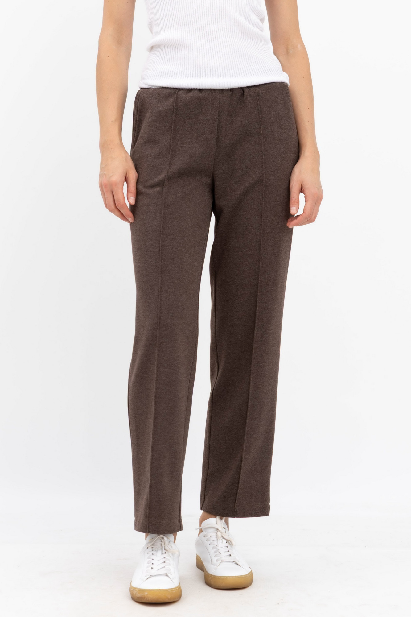 Трикотажні брюки прямого крою коричнового кольору Халіфа 01