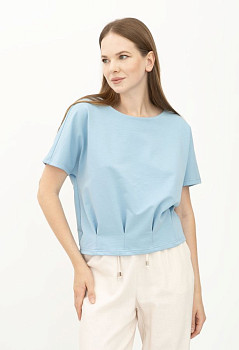 Блакитна трикотажна блуза вільного силуету Фіанет 02 Блакитна трикотажна блуза вільного силуету Фіанет 02