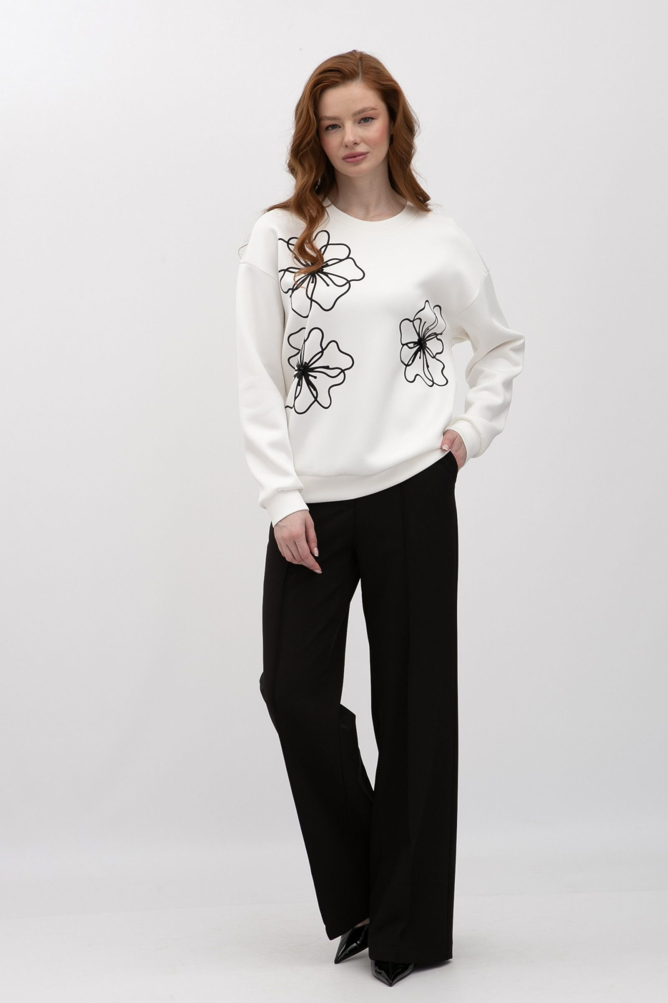 Жіночий світшот трикотажний молочного кольору Теріса 01