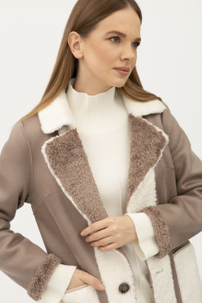 Двостороннє пальто однобортне  кольору капучино 24107303