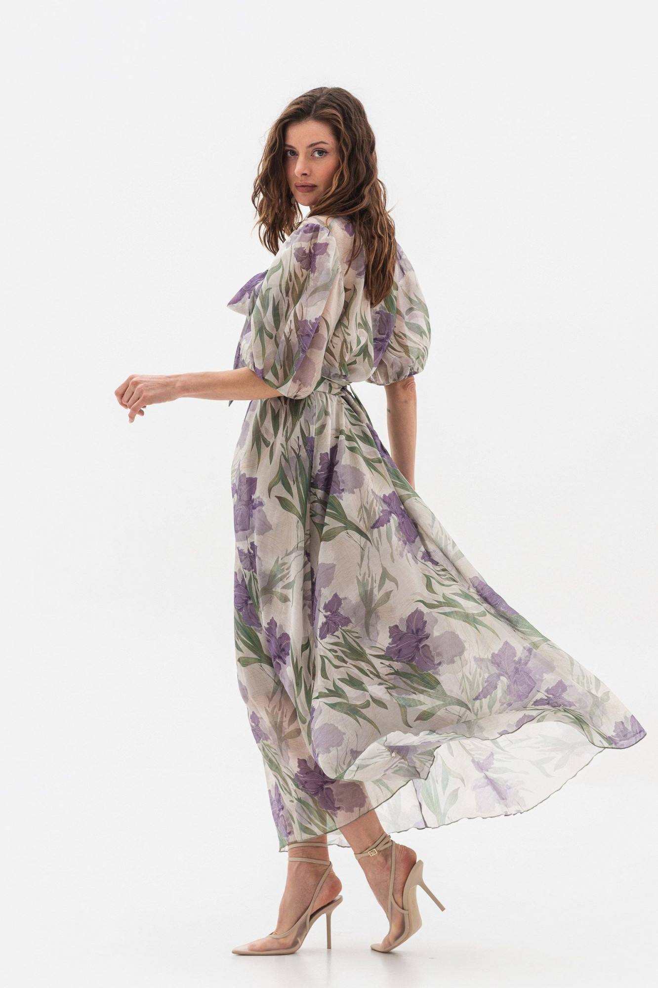 Сукня довжини максі з ніжним принтом квітів-ірисів Маріне