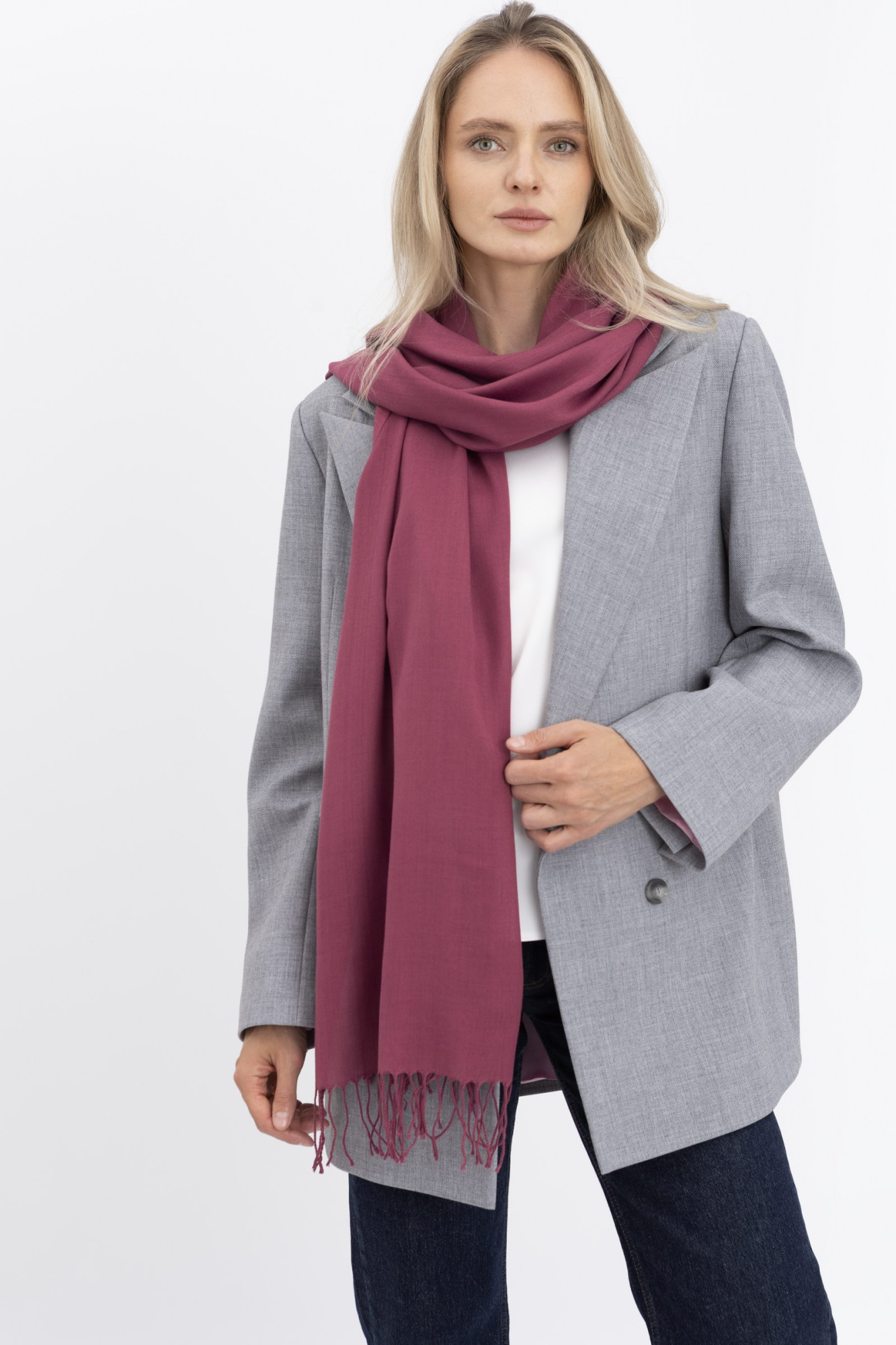 Палантин-шарф бордового кольору Шарф\ 2025