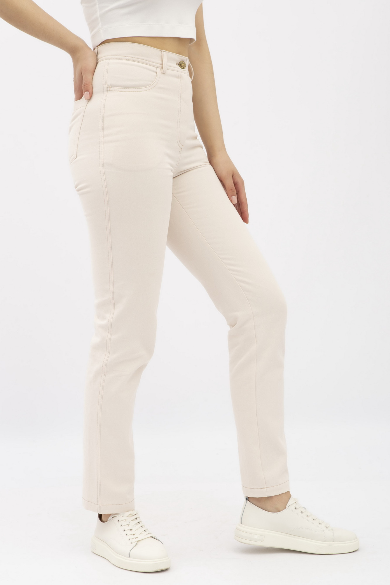 Бежеві штани в стилі денім з котону Сторі 04