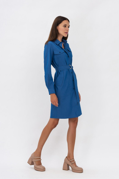 Сукня сорочка з поясом синього кольору Елені 021