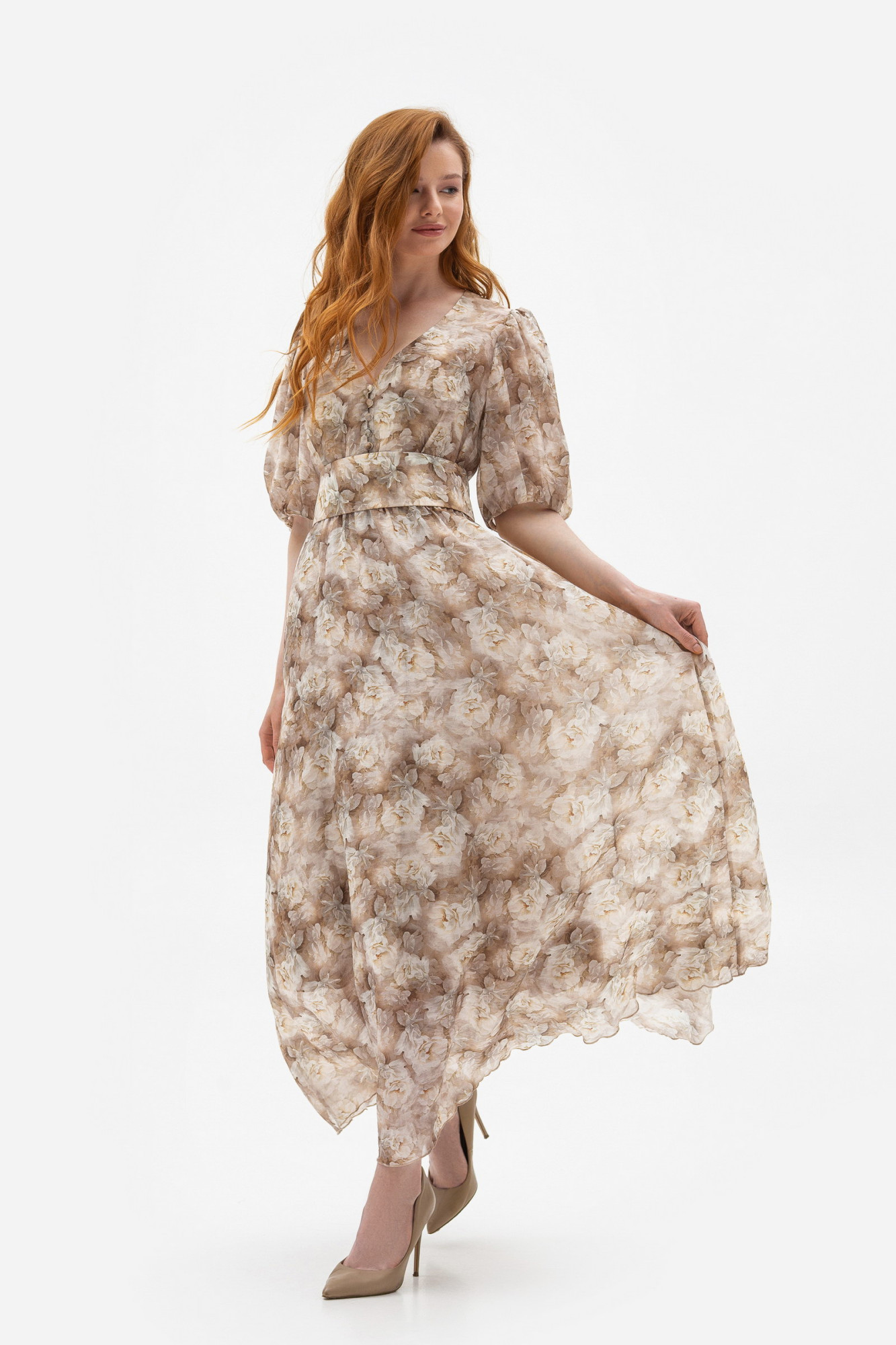 Шифонова сукня довжини максі з ніжним принтом квітів Маріне 1