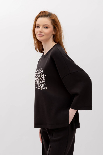 Світшот вільного крою чорного  кольору Солюс 02