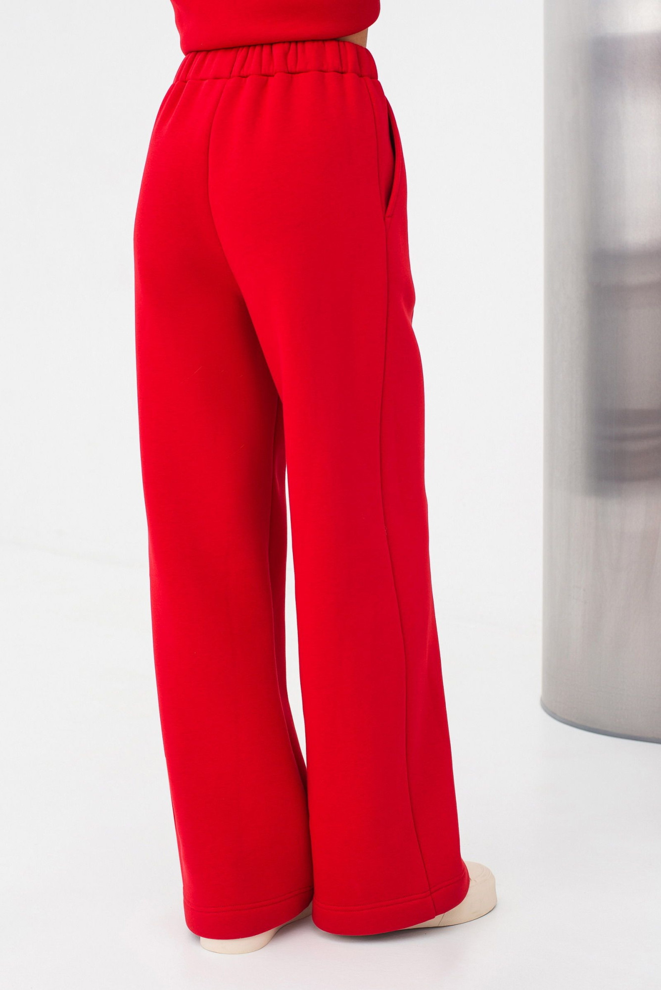 Червоні штани з трикотажу вільного силуету Жалін