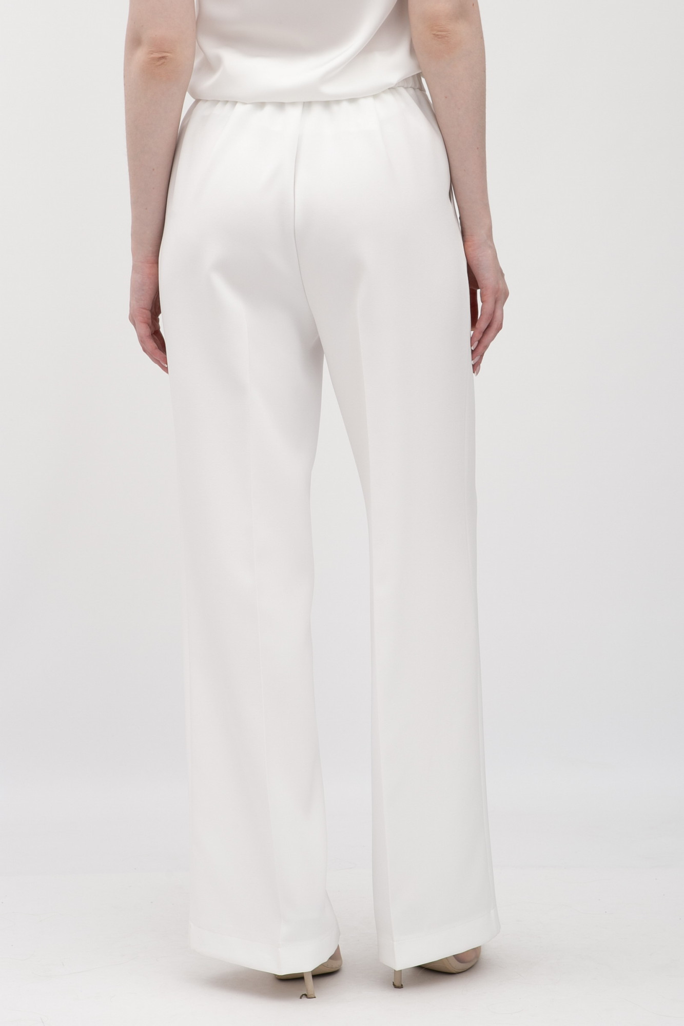 Брюки з костюмної тканини молочного кольору Аквас