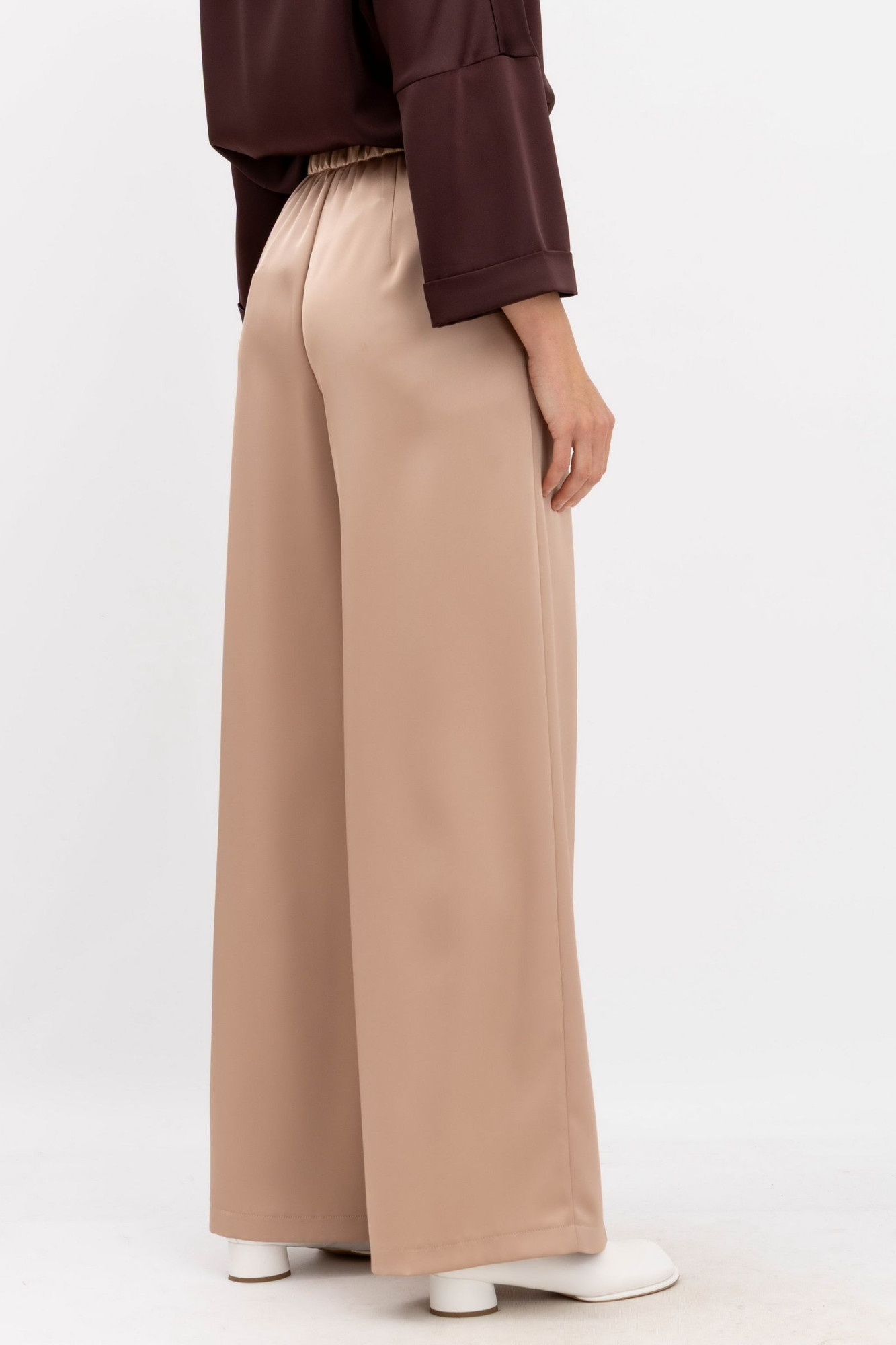 Шовкові брюки палаццо бежевого кольору Бланш 01
