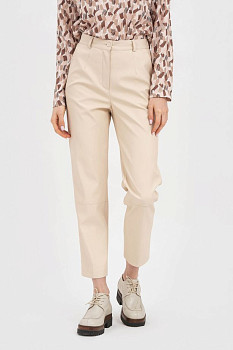 Завужені штани з екошкіри молочного кольору Сіфре