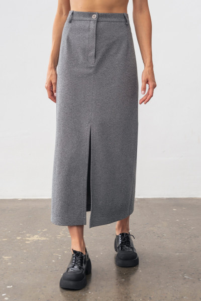 Спідниця прямого силуету довжини міді сіра Фуруд