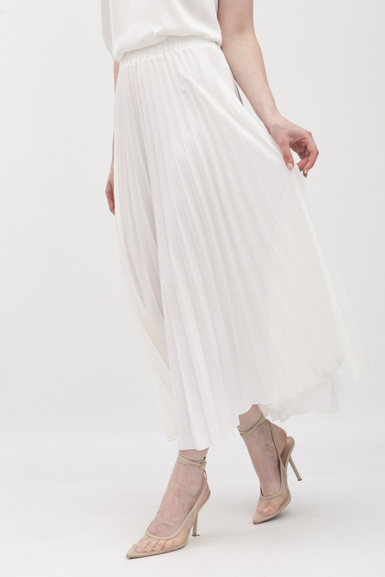 Шифонова спідниця гофре молочного кольору Теріл 011
