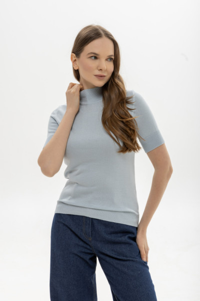 Гольф блакитного кольору з коротким рукавом 28591/2026